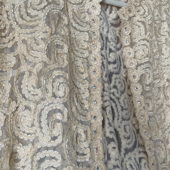 Vintage Cream Long Vest with Embellishments - Picture 2 of 5